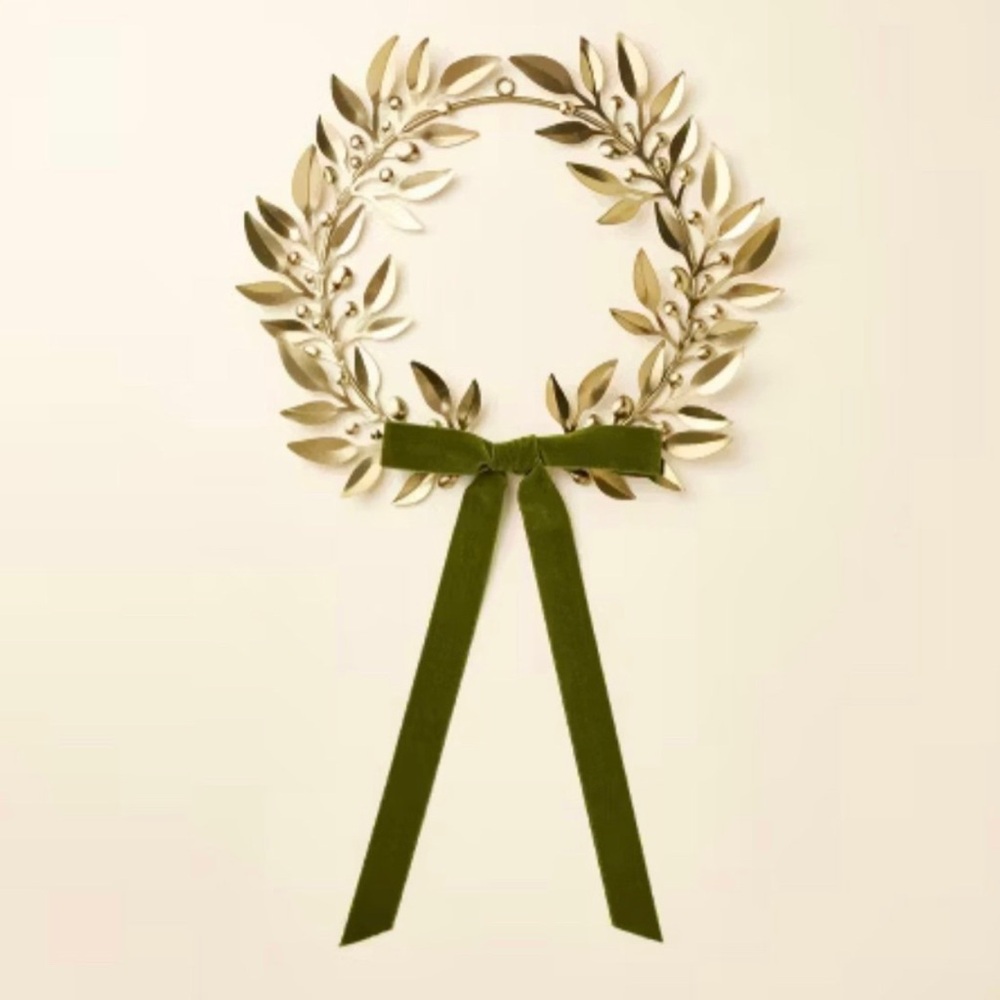 18" Decorative Brass Leaf Christmas Wreath - Hearth & Hand Magnolia